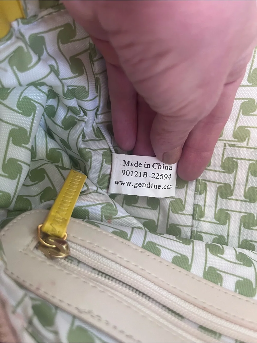 Isaac Mizrahi Cream & Yellow Leather Tote with Removable Computer Sleeve
